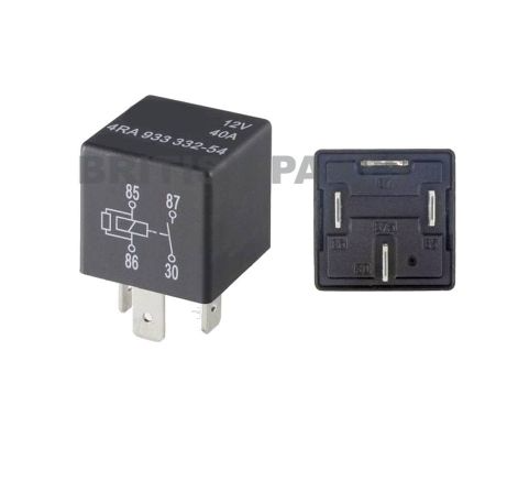 Relay 4 Pin 40A Black (White Stripe)